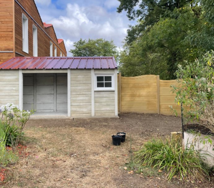 Abri de jardin en béton aspect bois 1 pente